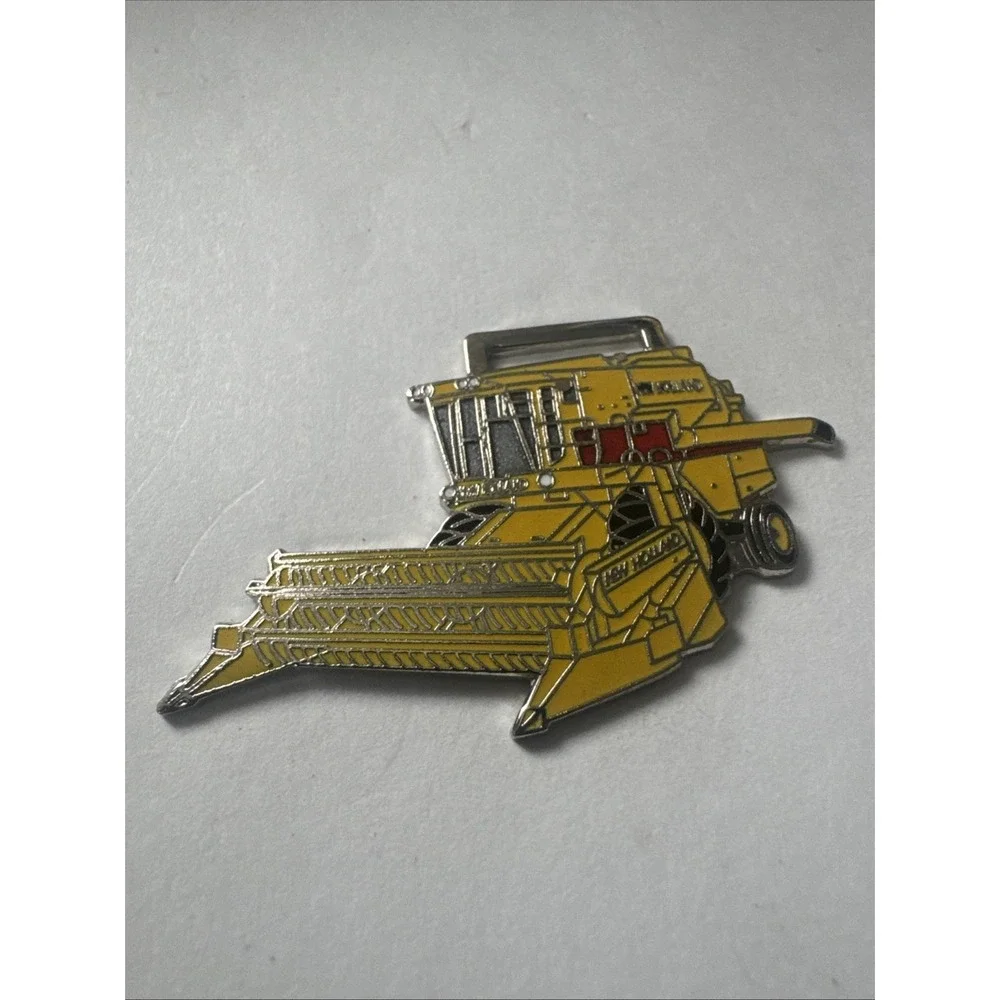 Vintage New Holland Combine Farm Metal Key Chain Ring WATCH Fob